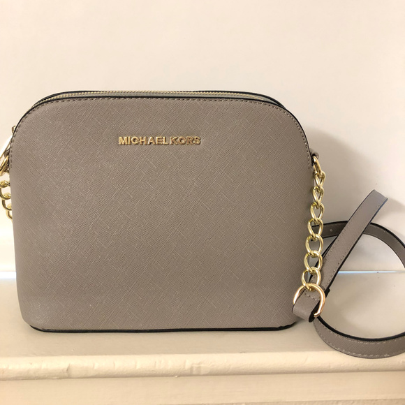 SOLD Michael Kors Gray/Gold Shoulder Crossbody Bag - Picture 1 of 4